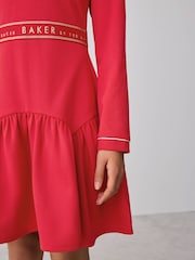 Baker by Ted Baker Red Peplum Hem Ponte Dress - Image 4 of 10