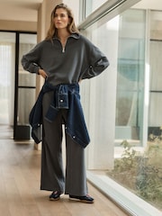 Charcoal Gray - N. Premium Slinky Wide Leg Joggers - Larawan 1 ng 5