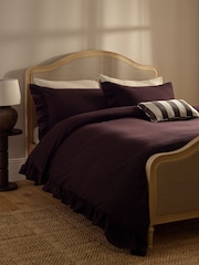 Chocolate Brown Supersoft Brushed Cotton Frill Edge Bed Set - Image 2 of 5