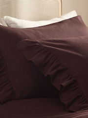 Chocolate Brown Supersoft Brushed Cotton Frill Edge Bed Set - Image 5 of 5