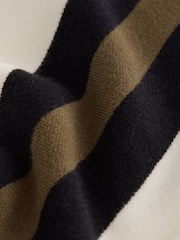Ecru Cream & Sage Striped Knit Look Crew Neck Jumper - Image 2 of 3