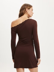 Cotton On Brown Brooke Asymmetrical Mini Dress - Image 2 of 4