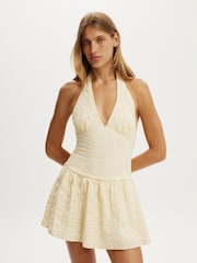 Cotton On Natural Kaity Halter Mini Dress - Image 1 of 4