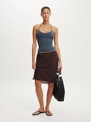 Cotton On Brown Layla Midi Slip Skirt - Image 1 of 5
