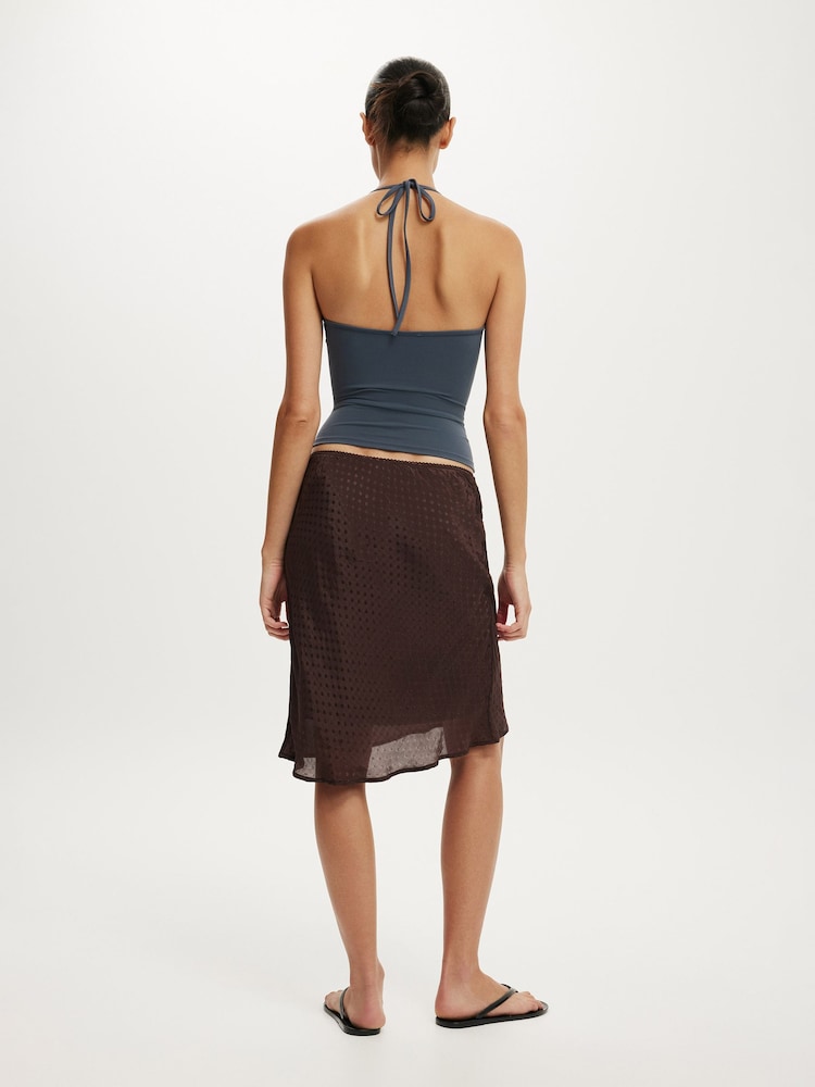 Cotton On Brown Layla Midi Slip Skirt - Image 2 of 5