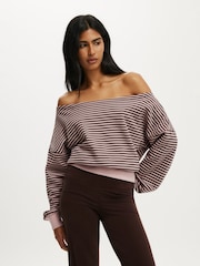 Cotton On Pink Relaxed Off Shoulder Jumper - Image 3 of 6