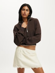 Cotton On Brown Oversized Zip Through Hoodie - Image 1 of 6