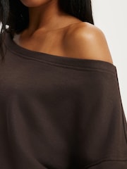 Cotton On Brown Relaxed Off Shoulder Sweatshirt - Image 4 of 5