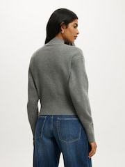 رمادي - Cotton On Lotus Cinched Zip Knitwear Cardigan - صورة 2 من 4