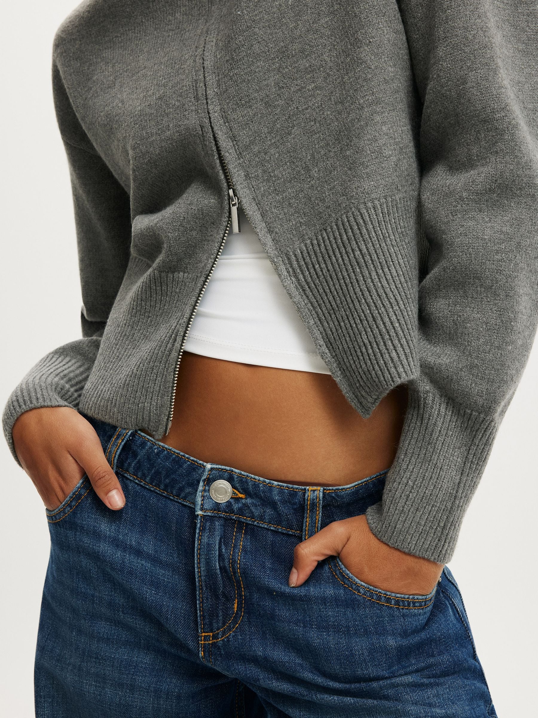 Buy Cotton On Grey Lotus Cinched Zip Knitwear Cardigan from Next USA