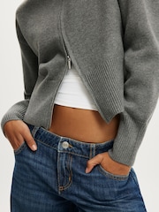 رمادي - Cotton On Lotus Cinched Zip Knitwear Cardigan - صورة 4 من 4