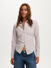 Cotton On Purple Peyton Gathered Long Sleeve Shirt - Image 1 of 4