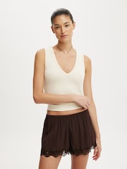Cotton On Brown Estelle Lace Shorts - Image 1 of 6