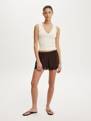 Cotton On Brown Estelle Lace Shorts - Image 3 of 6