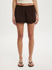 Cotton On Brown Estelle Lace Shorts - Image 6 of 6