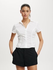 Cotton On White Maya Rouched Shirt - Image 1 of 4