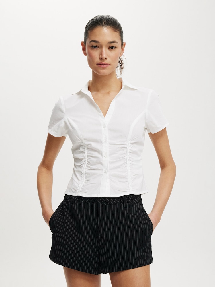 Cotton On White Maya Rouched Shirt - Image 1 of 4