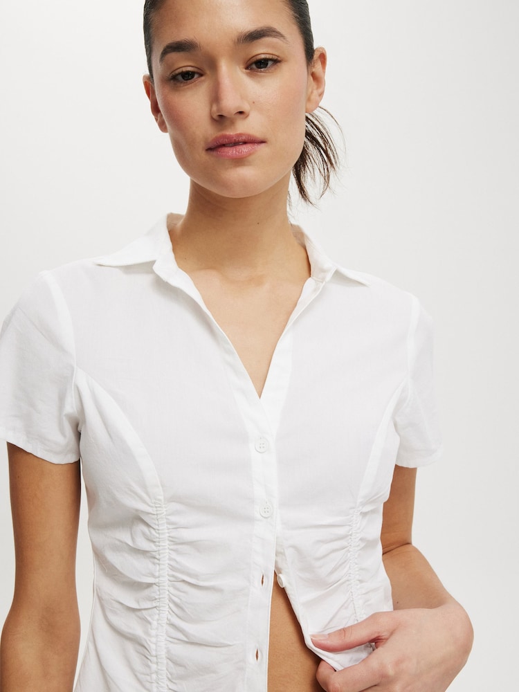 Cotton On White Maya Rouched Shirt - Image 4 of 4