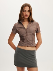 Cotton On Brown Maya Rouched Shirt - Image 1 of 4