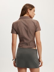 Cotton On Brown Maya Rouched Shirt - Image 2 of 4