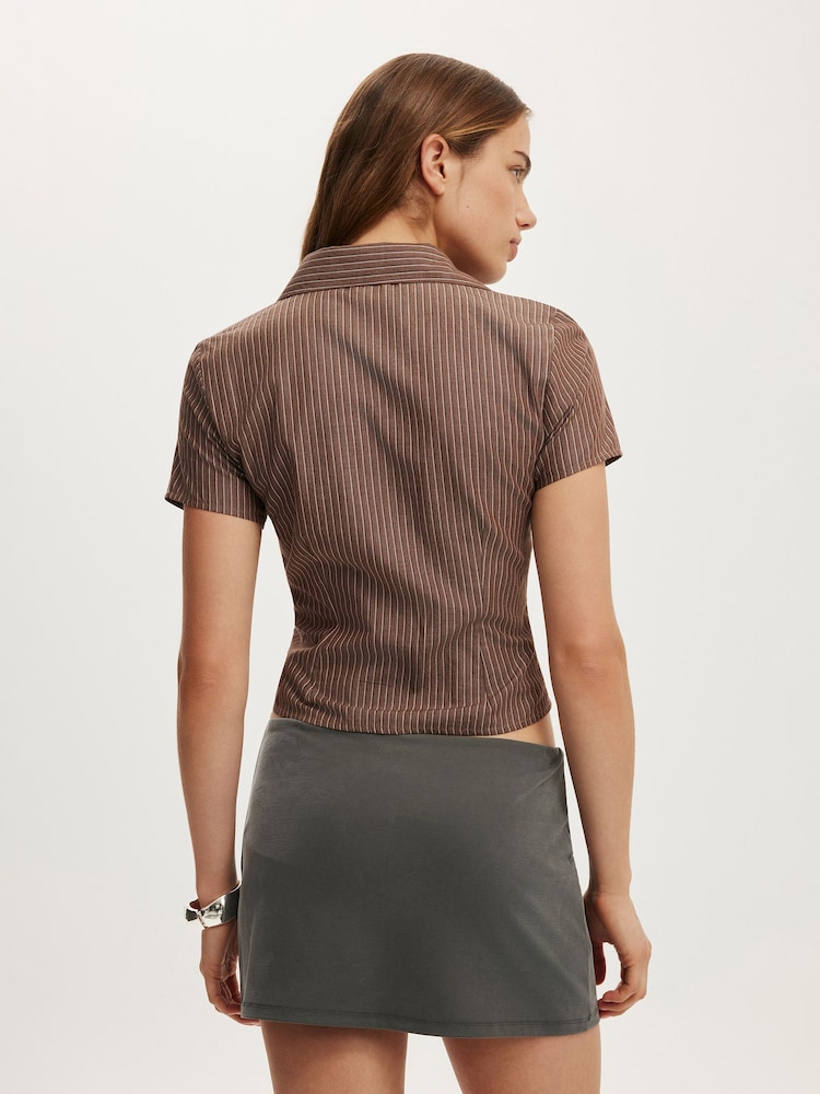 Cotton On Brown Maya Rouched Shirt - Image 2 of 4