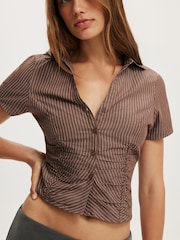 Cotton On Brown Maya Rouched Shirt - Image 4 of 4