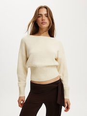 Cotton On Natural Softest Luxe Off Shoulder Knitwear Jumper - Image 1 of 4