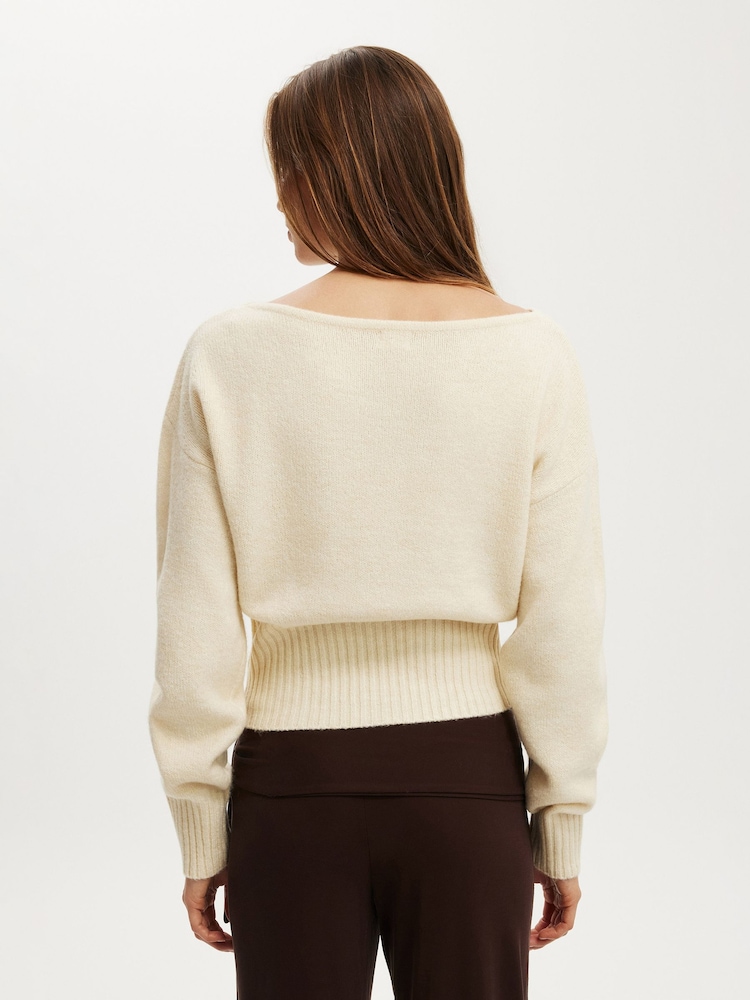 Cotton On Natural Softest Luxe Off Shoulder Knitwear Jumper - Image 2 of 4