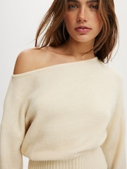 Cotton On Natural Softest Luxe Off Shoulder Knitwear Jumper - Image 4 of 4