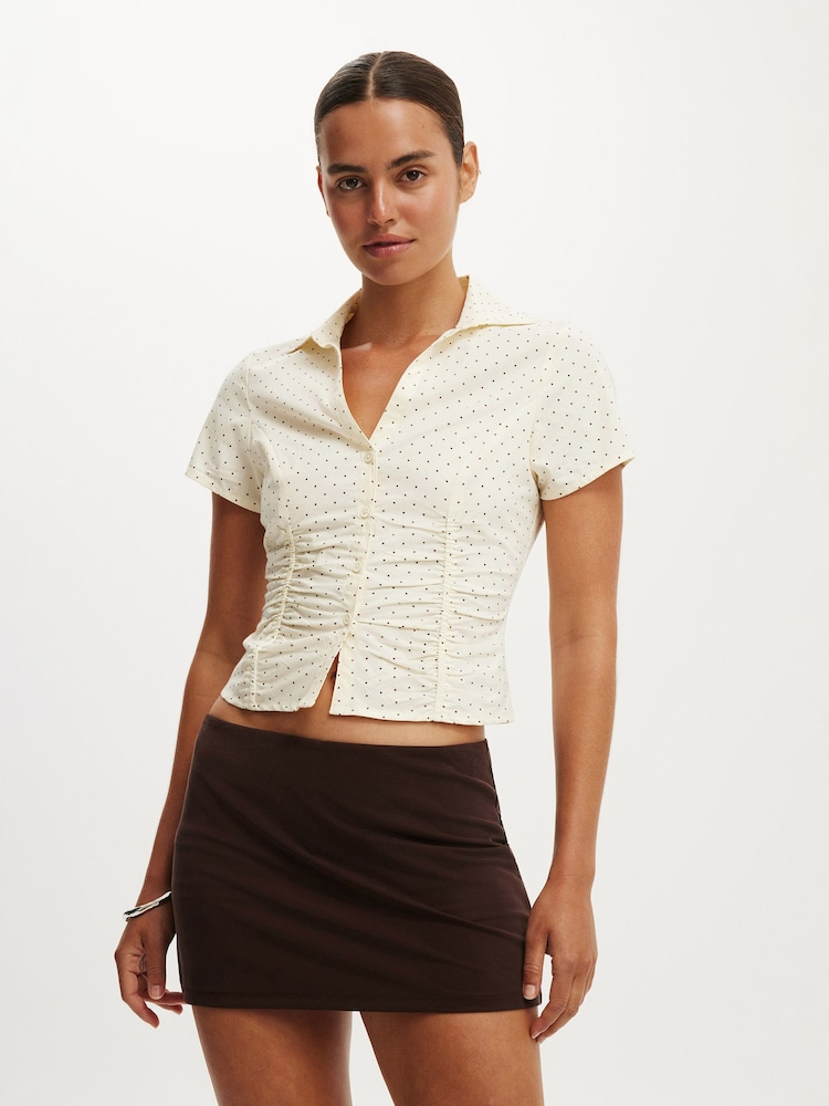 Cotton On Natural Maya Rouched Shirt - Image 1 of 4