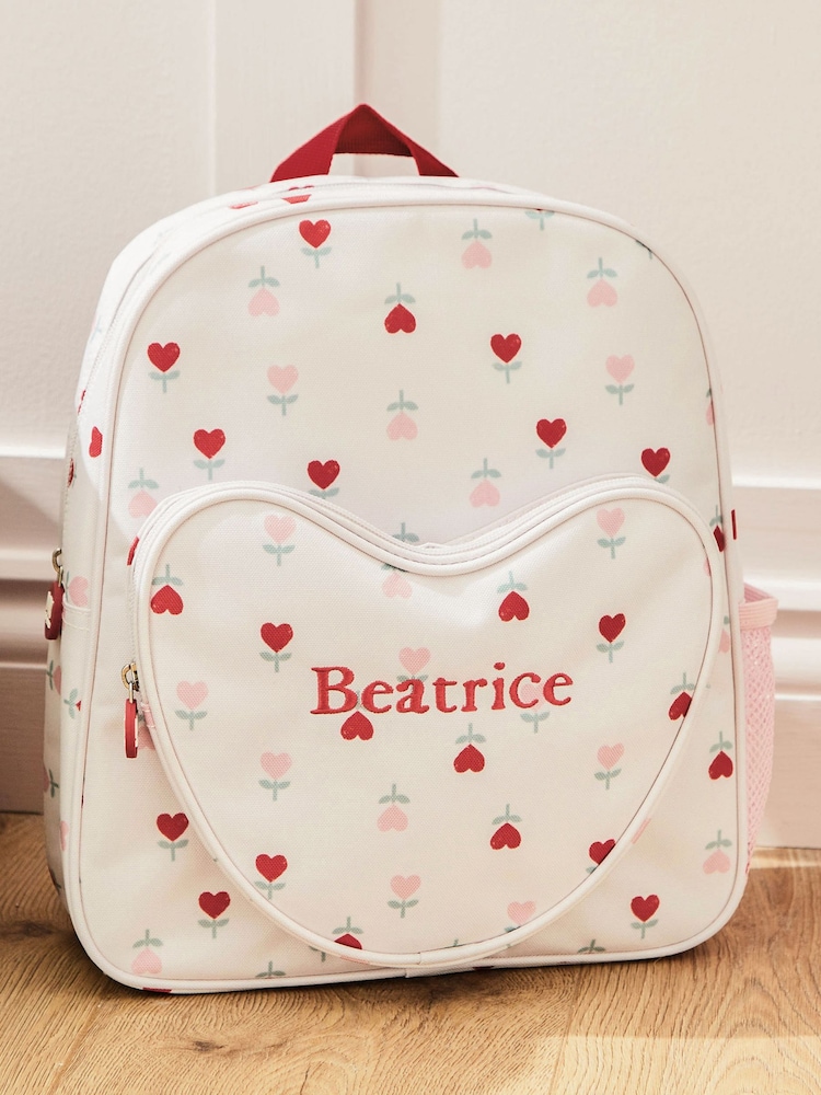 Personalised Heart Pocket Flower Medium Backpack by My 1st Years - Image 1 of 4