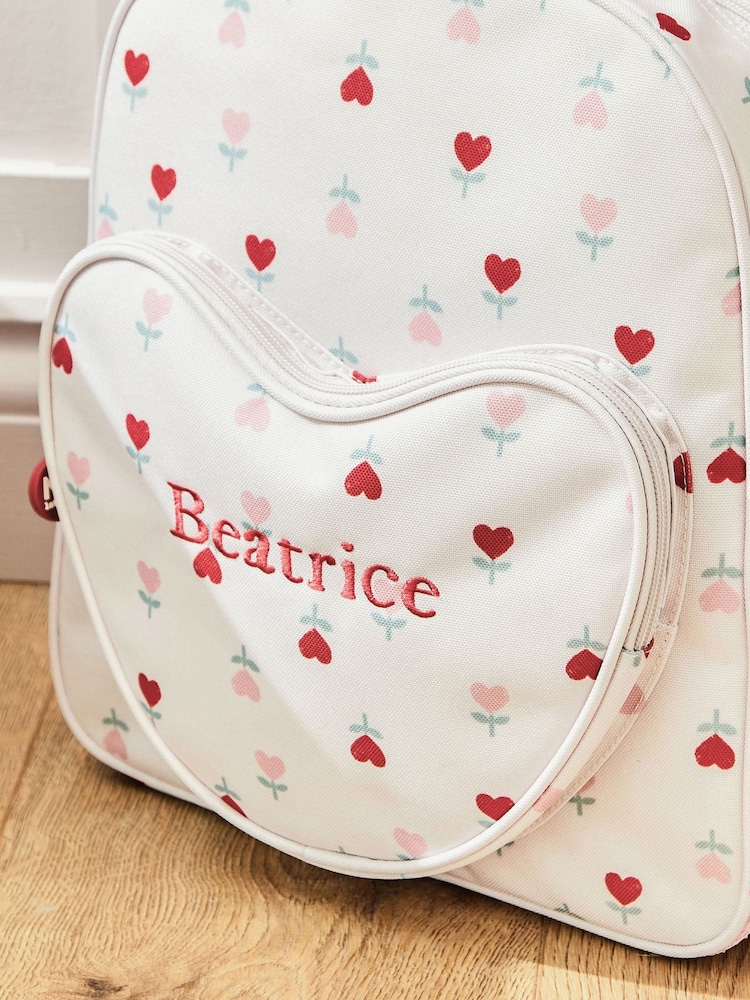 Personalised Heart Pocket Flower Medium Backpack by My 1st Years - Image 4 of 4