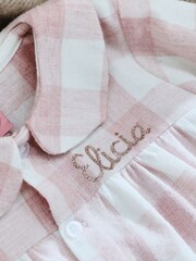 Personalised Traditional Pink Checkered Pyjamas Set - Image 2 of 3