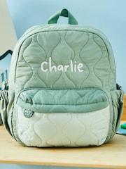 Personalised Colour Block Quilted Medium Backpack by My 1st Years - Image 1 of 4