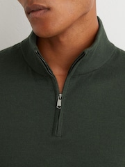 Reiss Dark Green Blackhall Merino Wool Half-Zip Funnel-Neck Jumper - Image 3 of 6