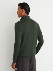 Reiss Dark Green Blackhall Merino Wool Half-Zip Funnel-Neck Jumper - Image 5 of 6