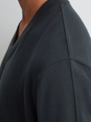 Reiss Vulcan Grey Earlsfield Merino Wool V-Neck Jumper - Image 4 of 6