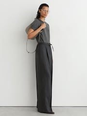 Reiss Grey Rita Cotton and Wool Short-Sleeve Knit Top - Image 3 of 6