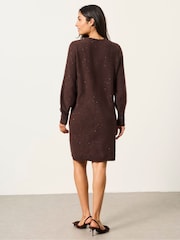 FatFace Skylar Chocolate Brown Petite Knitted Dress - Image 2 of 5