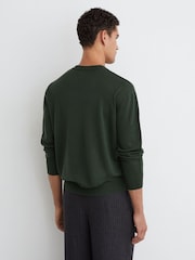 Reiss Dark Green Earlsfield Merino Wool V-Neck Jumper - Image 5 of 6