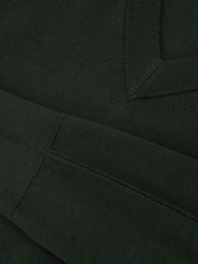 Reiss Dark Green Earlsfield Merino Wool V-Neck Jumper - Image 6 of 6