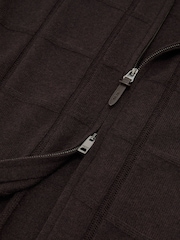 Reiss Dark Brown Martindale Wool Check-Textured Zip-Through Cardigan - Image 6 of 6