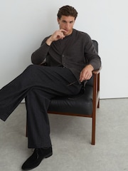 Reiss Dark Wicker Brown Ashcroft Merino Wool V-Neck Cardigan - Image 4 of 7