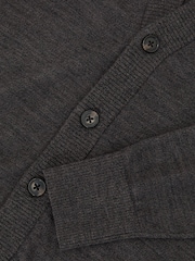 Reiss Dark Wicker Brown Ashcroft Merino Wool V-Neck Cardigan - Image 7 of 7
