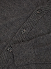 Reiss Dark Wicker Brown Ashcroft Merino Wool V-Neck Cardigan - Image 9 of 9