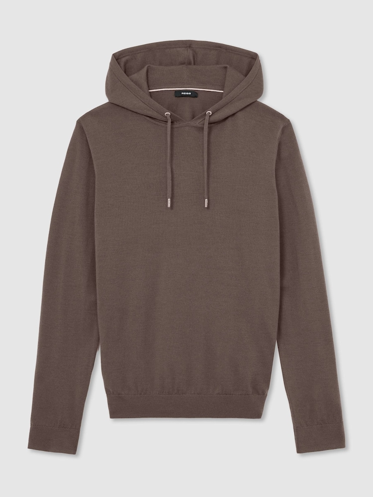 Sweat à capuche avec cordon de serrage en laine mérinos Reiss Holland - Image 2 de 6