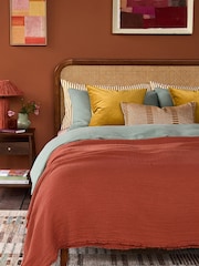 Swoon Mid Brown Raphia Acacia Wood Double Bed - Image 1 of 6
