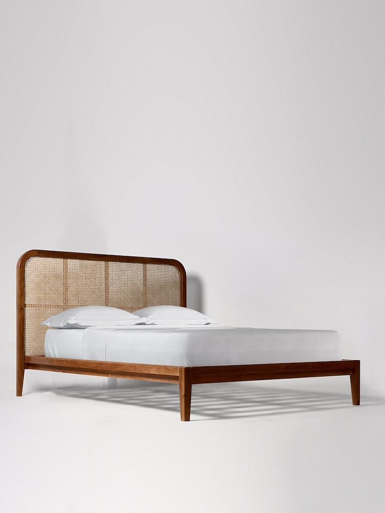 Swoon Mid Brown Raphia Acacia Wood Double Bed - Image 2 of 6