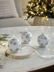 Set of 3 White and Gold Christmas Bauble LED Candles - Image 2 of 5