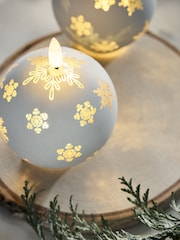 Set of 3 White and Gold Christmas Bauble LED Candles - Image 3 of 5